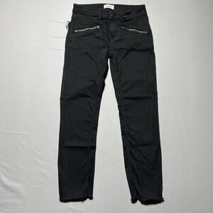 Zadig & Voltaire Pants‎ Womens 24 Black Ava Perm Skinny Moto Zipper Frayed Hem